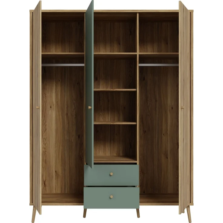 Drehtürenschrank >WHENUA< in Mauvella Eiche/ Salbei - 154,2x201,5x52,2cm (BxHxT) – Bild 3