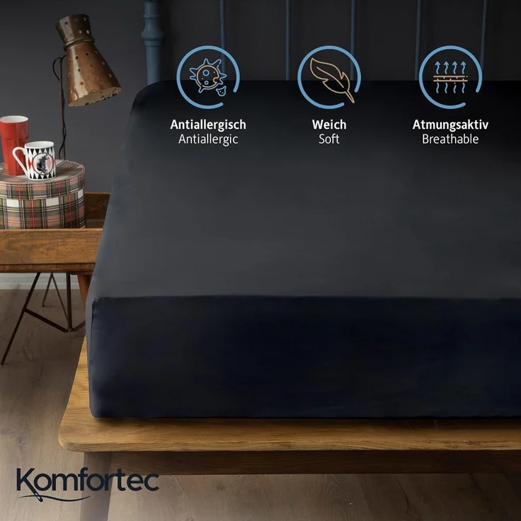 Komfortec Spannbettlaken Boxspringbett bis 15cm - 30cm Matratzenhöhe, Mikrofaser, Gummizug: Rundum, (2 Stück) – Bild 3
