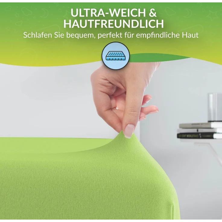 etérea Comfort Jersey Spannbettlaken Jade 90x200 cm - 100x200 cm – Bild 3