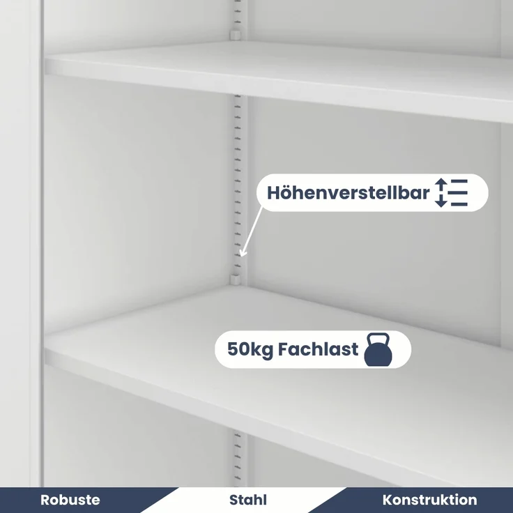 MegaDeal 4x Aktenschrank abschließbar KADO - 5 Ebenen verstellbar, Flügeltüren | Metallschrank Werkstatt Mehrzweckschrank Büroschrank aus Stahl Werkzeugschrank, 185x90x40cm Weiß – Bild 4