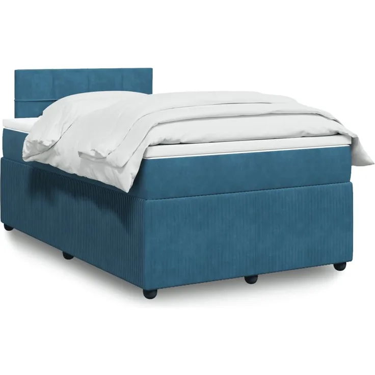 vidaXL Boxspringbett mit Matratze Blau 120x190 cm Samt 3287690