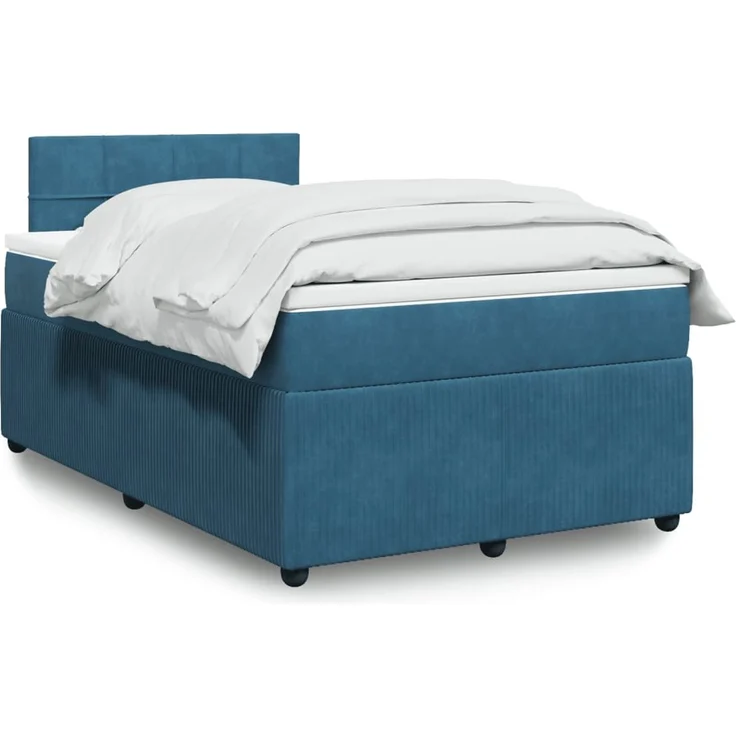 vidaXL Boxspringbett mit Matratze Blau 120x190 cm Samt 3287690 – Bild 1