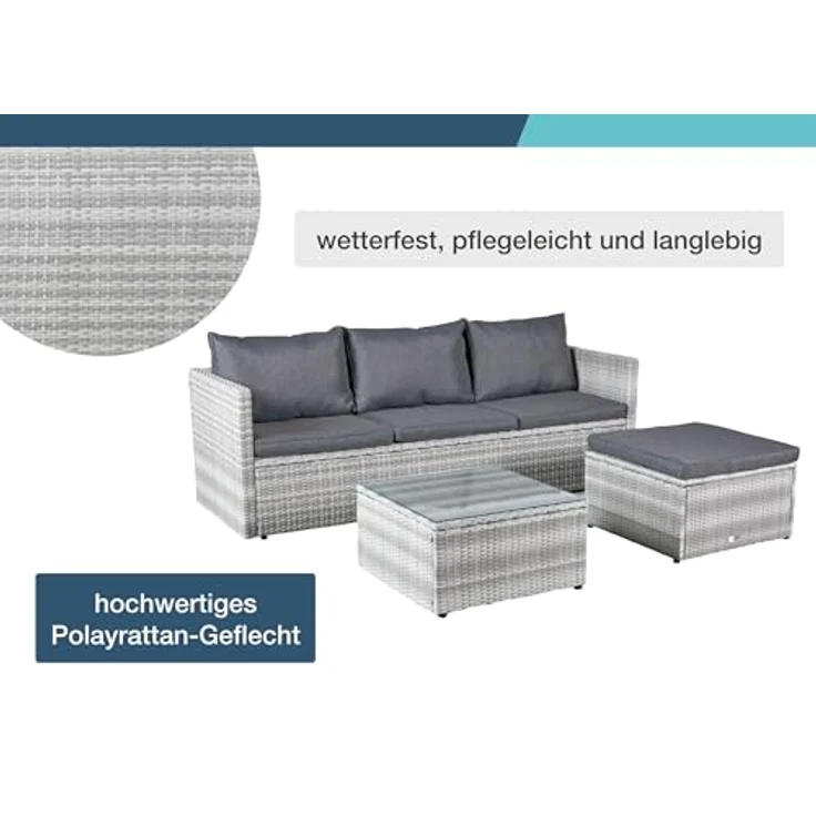 LC Garden Gartenlounge-Set Loungino Balkonmöbel für 3-4 Personen Lounge, (3-tlg) – Bild 6