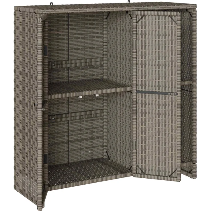 vidaXL Aufbewahrungsschrank mit Regal Grau 100 x 36 x 102 cm Rattan 4103823 – Bild 3