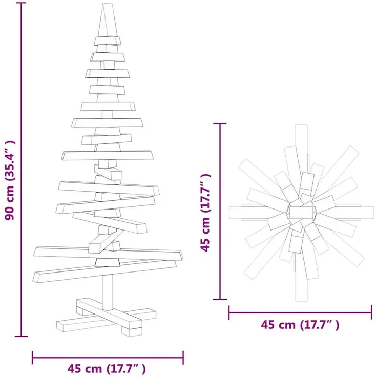 vidaXL Weihnachtsbaum Holz zum Schmücken 90 cm Massivholz Kiefer 357994 – Bild 10