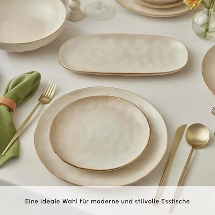 Karaca Geschirr-Set Earth Collection Aria 55-teiliges Tafelservice für 12 Personen Beige – Bild 4