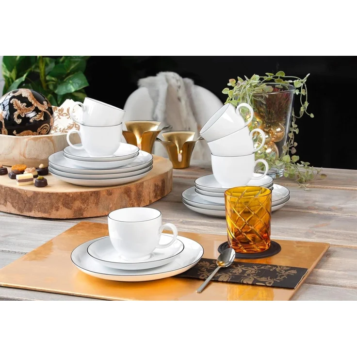 Seltmann Weiden Lido Black Line Kaffeeservice rund 18-teilig – Bild 8