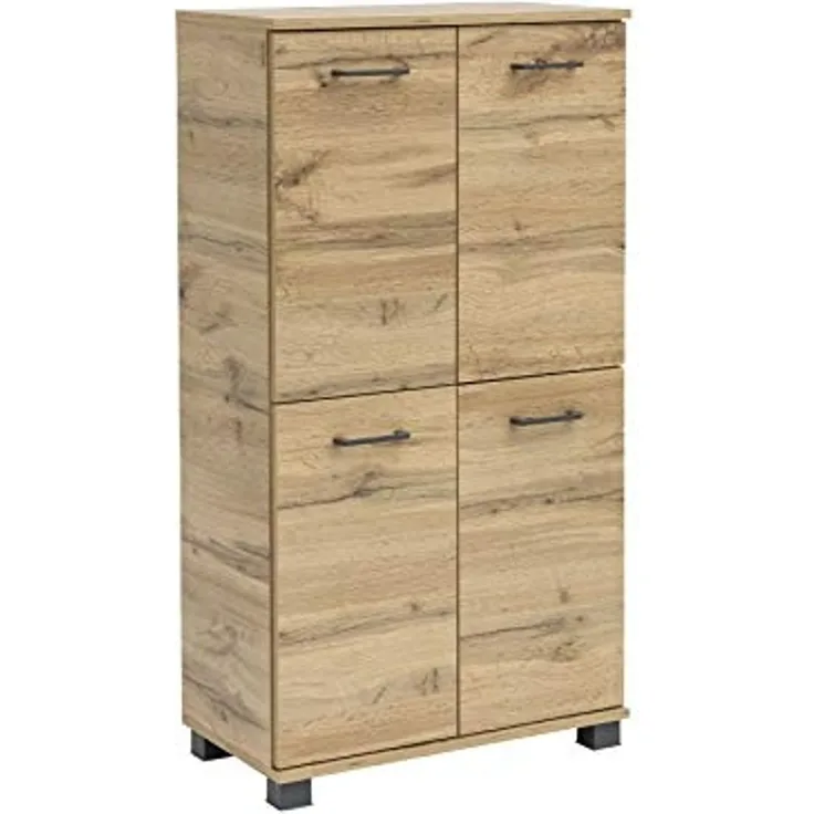 Schildmeyer Nora Highboard 144971, Eiche Landhaus Dekor, 60 x 32,6 x 117 cm (B/T/H)