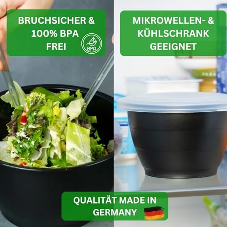 Thiru Salatschüssel 6 Teilig 0,6L/1,3L/2,5L/4,4L - mit Deckel, Seiher, Salatbesteck, (6-tlg), Spülmaschinenfest – Bild 5