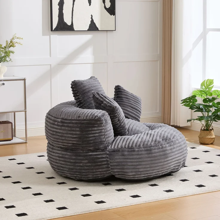 ZUBALIYA Sofa 108x52 cm, mit Cordbezug, mit breiten Armlehnen, mit Schaumstoffpolsterung, für Wohnzimmer und Apartments, Dunkelgrau – Bild 11