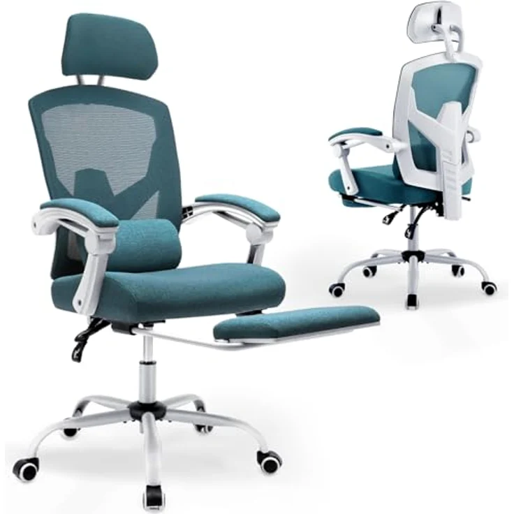 DUMOS Bürostuhl Ergonomisch EIN Schreibtischstuhl mit Komfortarmlehnen Ausgestattet mit Einer Bequemen Lendenwirbelstütze und Fußstütze Office Chair Geeignet für Zuhause – Bild 2