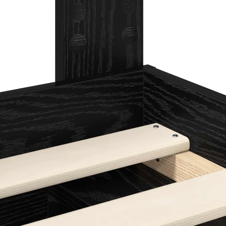 vidaXL Bettrahmen Schwarz 135 x 190 cm Massives Kiefernholz 3411424 – Bild 9