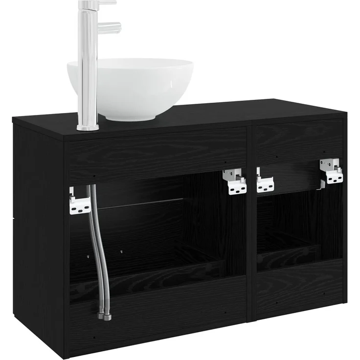 vidaXL Badezimmerschrank-Set 2 stk. Schwarz Eichen-Optik 3403945 – Bild 5