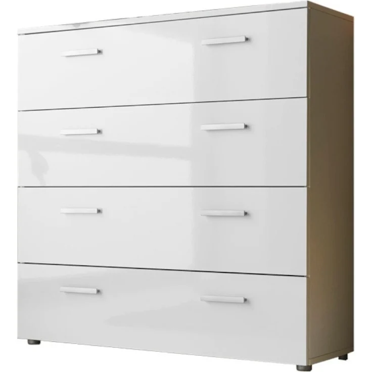 moebel-dich-auf Schubkastenkommode MALAGA 3 (mit 4 Schubkästen, 88 cm breit), Fronten in weiß Hochglanz – Bild 1