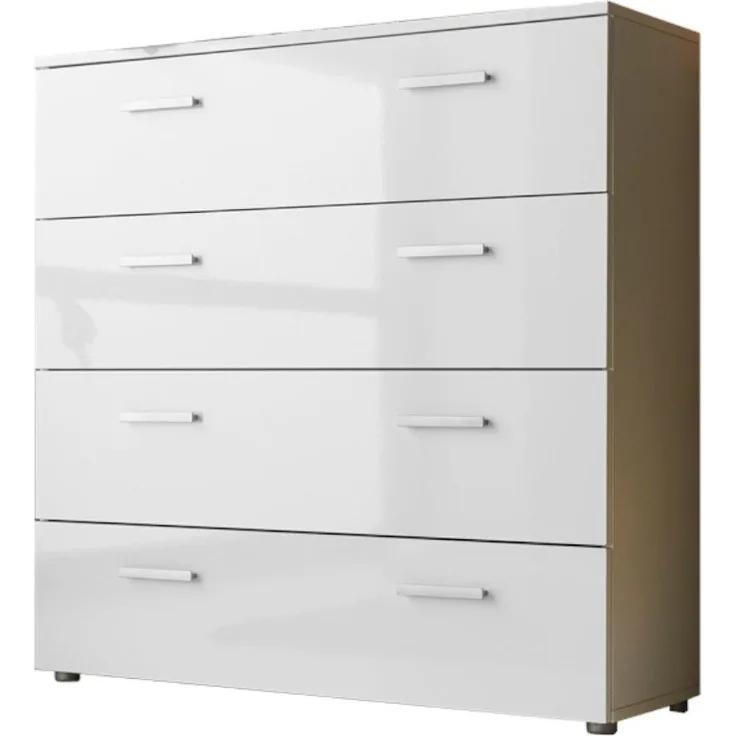 moebel-dich-auf Schubkastenkommode MALAGA 3 (mit 4 Schubkästen, 88 cm breit), Fronten in weiß Hochglanz