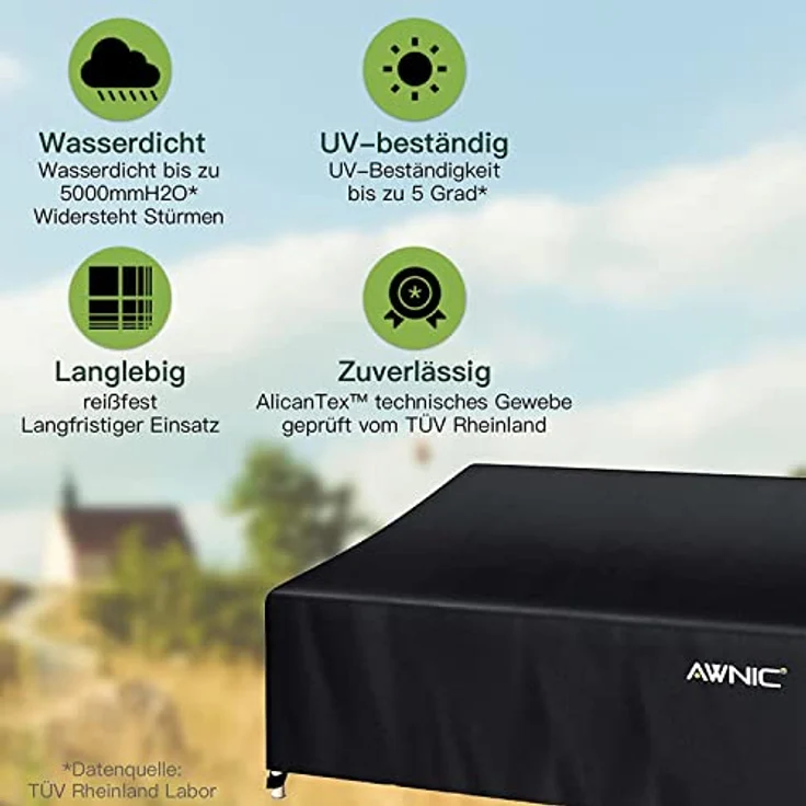 Awnic Sofa Überzug Couch Bezug Abdeckung für 3 Sitzer Wasserdicht Lounge Sofa Schutzhülle für Gartensofa Wasserdicht 420D Polyester 220 x 85 x 61/71cm – Bild 4