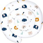 Totsy Baby XXL Bettschlange Bettkissen Stillkissen Bettrolle Bettkantenschutz Zierkissen Bettumrandung Schlange XL Handmade Marineblau mit Regenbogen 300 cm Oeko-Tex-Zertifikat