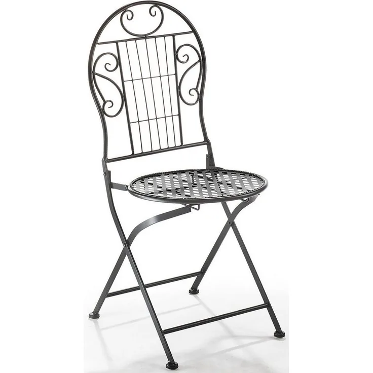 Kobolo 4-Fußstuhl Gartenstuhl Metallstuhl Klappstuhl Metall schwarz (zusammenklappbar, 1 St), Rückenlehne