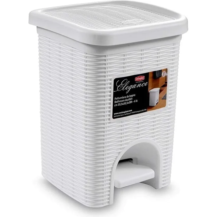 Stefanplast 30100 Abfalleimer, In Rattanoptik aus Kunststoff, 20,5 x 20,5 x 28 cm