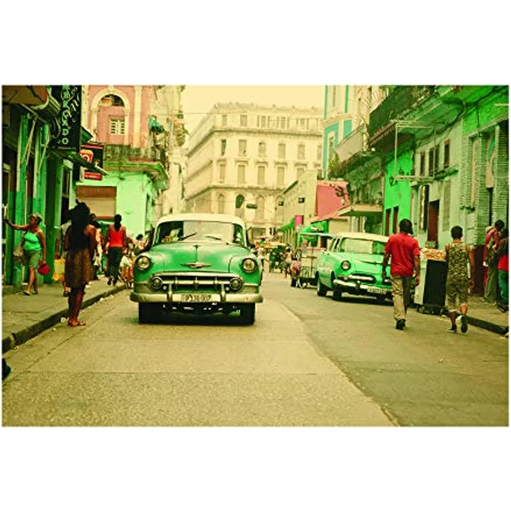 Komar Wandbild Cuba Rush, Kunstdruck auf Premium-Poster Fotopapier, 70 x 50 cm, bunt, ohne Rahmen, MADE IN GERMANY