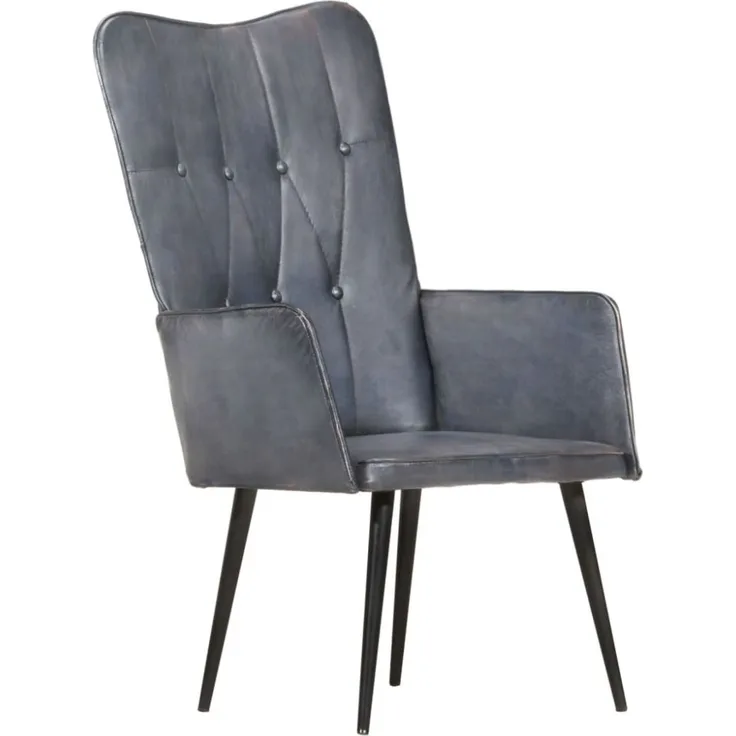Ohrensessel Grau Echtleder [339649]