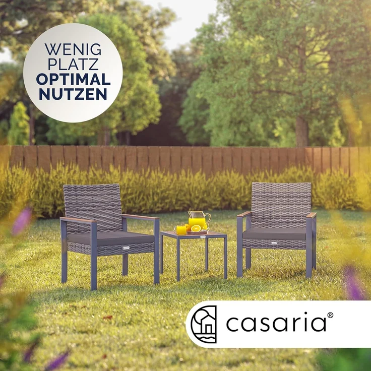 CASARIA® Gartenmöbel-Set, Polyrattan, 2 Stühle – Bild 2