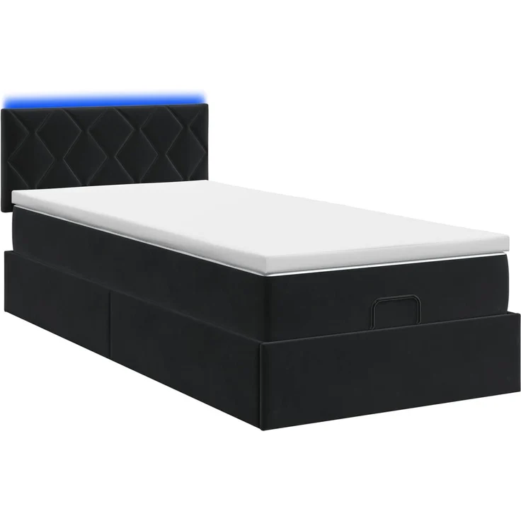vidaXL Ottoman-Bett mit Matratze und LED Schwarz 90 x 190 cm Samt 3457181 – Bild 9