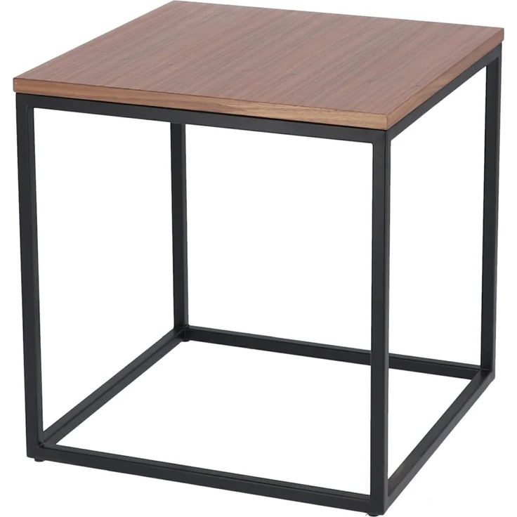 Beistelltisch Flat Quadratisch Stahlrohr pulverbeschichtet schwarz nussbaum – Bild 4