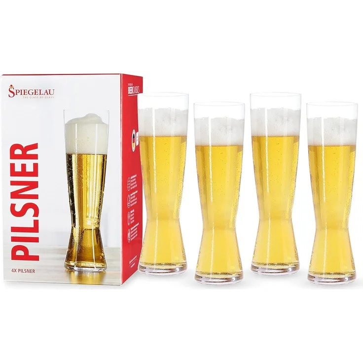 Spiegelau & Nachtmann 4-teiliges Pilsstangen-Set, Kristallglas, 425 ml, 4991970, Beer Classics