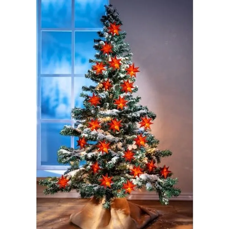 LED-Lichterkette Sterne rot 1,35m Weihnachtsdeko Leuchtdekoration Batterie
