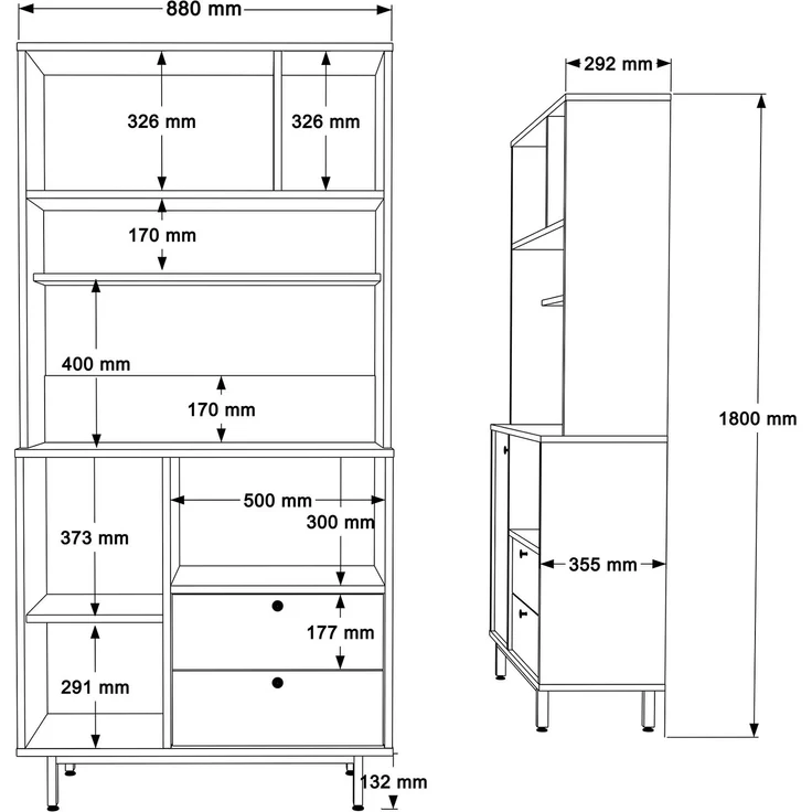 Skye Decor 'LAT4-W' Mehrzweckschrank, Weiß, 88 x 180 x 35,5 cm – Bild 7