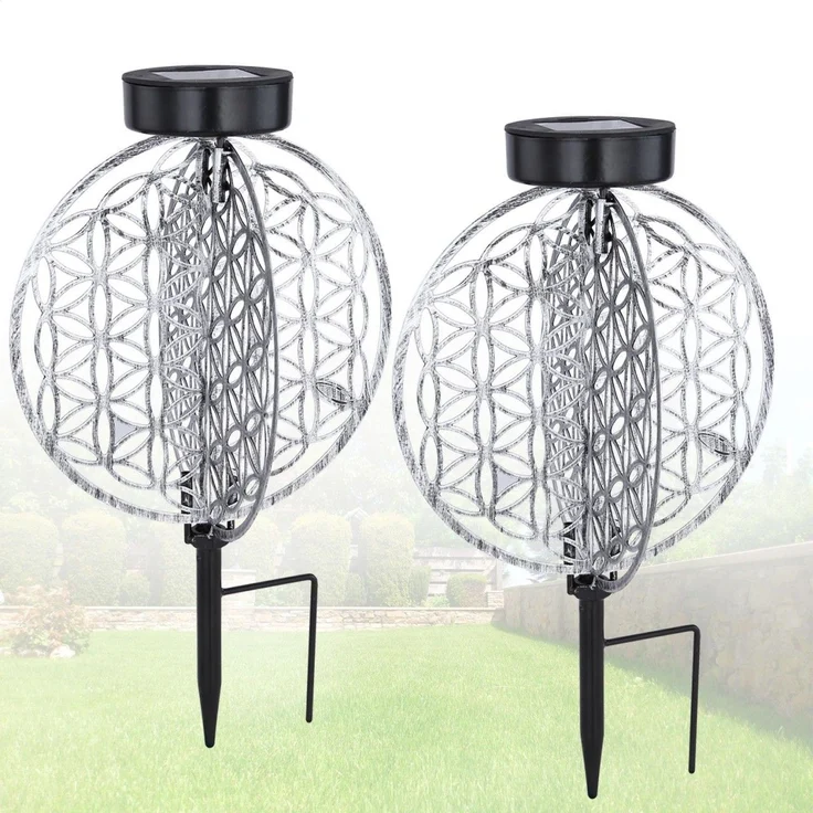 Solarleuchte Garten 2er Set Scheibe 20cm Solarlampe Außen Außenleuchte Solar – Bild 2
