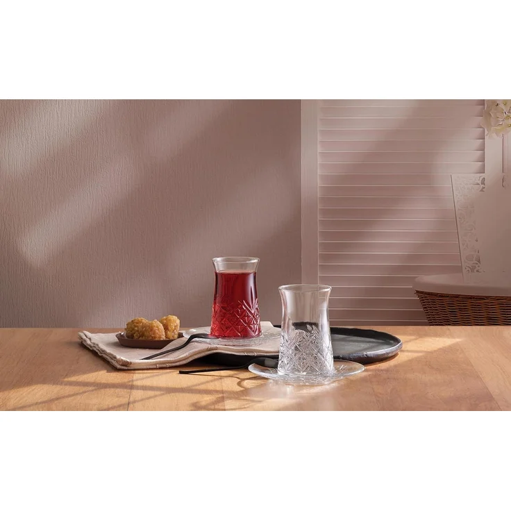 Pasabahce Timeless 96991 Teeglas Set 12 Teilig mit Untertassen 132ml aus Glas transparent – Bild 3