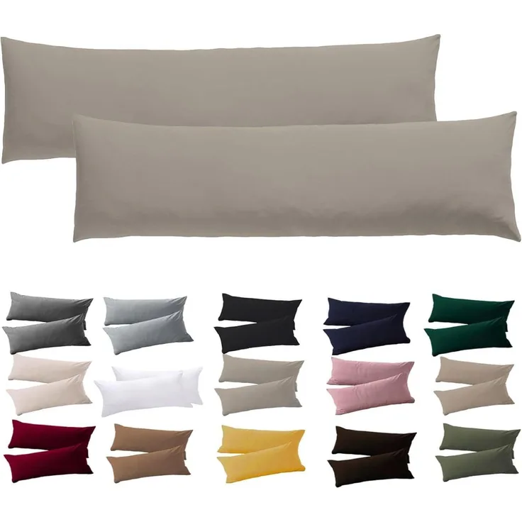 Seitenschläferkissen Bezug Mikrofaser 40 x 145 cm 2 Stück Taupe