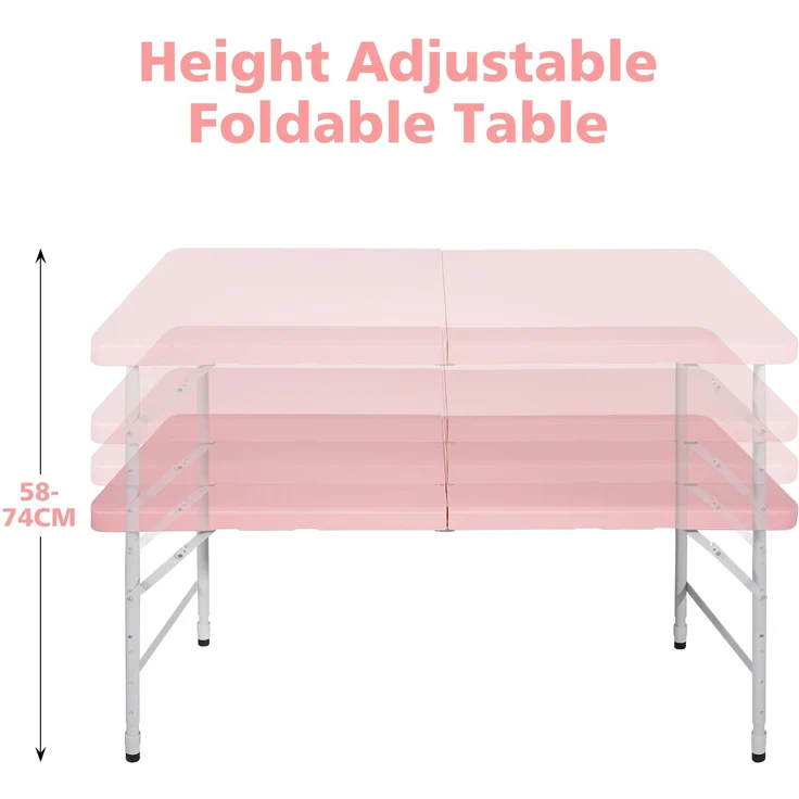Abrihome Gartentisch 25 cm höhenverstellbar mit 135 kg Tragkraft, Rosa, 74x61x125 cm – Bild 6
