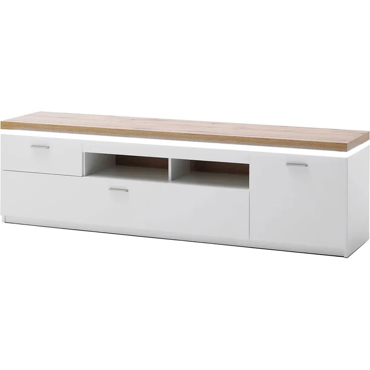 TV-Element Celine / Cali, Holzwerkstoff, Weiß, Holzfarben, 195 x 57 x 44 cm