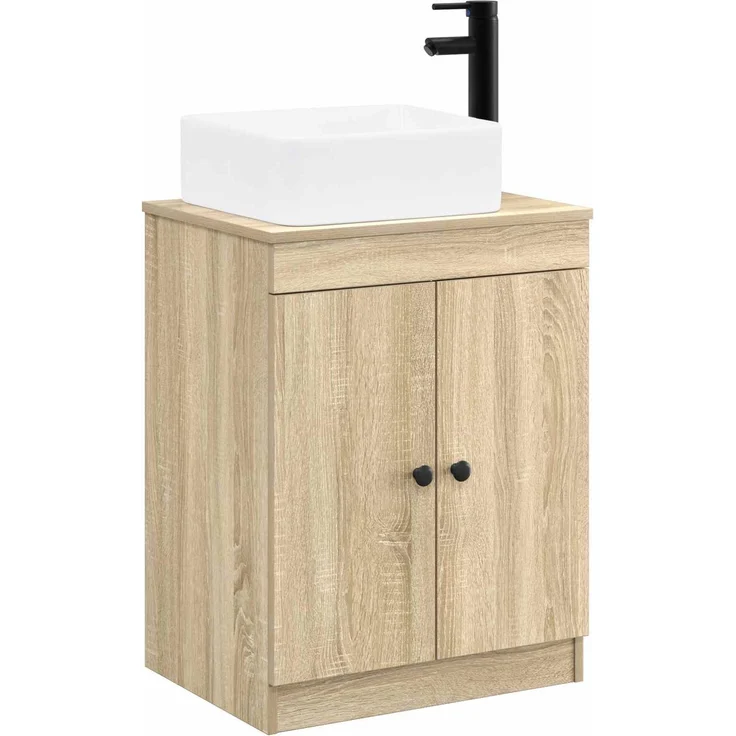 vidaXL Waschbeckenschrank Sonoma-Eiche 54 x 41 x 100 cm Holzwerkstoff 3404234 – Bild 2