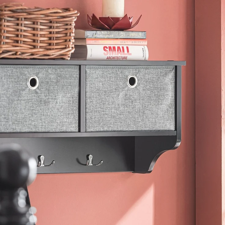 SoBuy FRG282-SCH Wandgarderobe, MDF, Lackiert, Schwarz, 100 x 30 x 20 cm – Bild 4