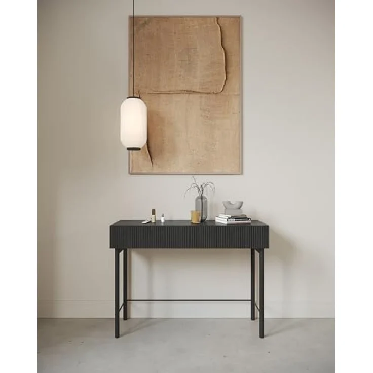 Selsey 'Nolie' Schminktisch mit 2 Schubladen, Holzoptik Esche schwarz, ca. 79 x 110 x 40 cm – Bild 5