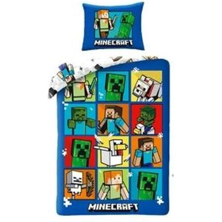 Minecraft Bettwäsche Set aus Baumwolle Bettdeckenbezug 140 × 200 cm mit 70 × 90 cm Kissenbezug – Bild 4