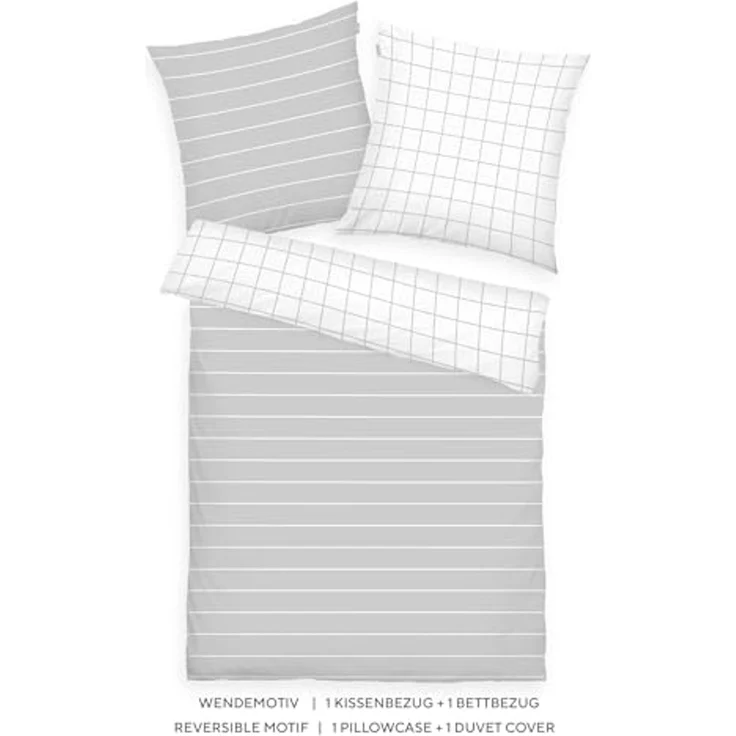 TOM TAILOR HOME Bettwäsche CHECK AND STRIPES in Gr. 135x200cm oder 155x220cm, Renforcé, 2 teilig, new bedroom, gewebtes Label – Bild 2