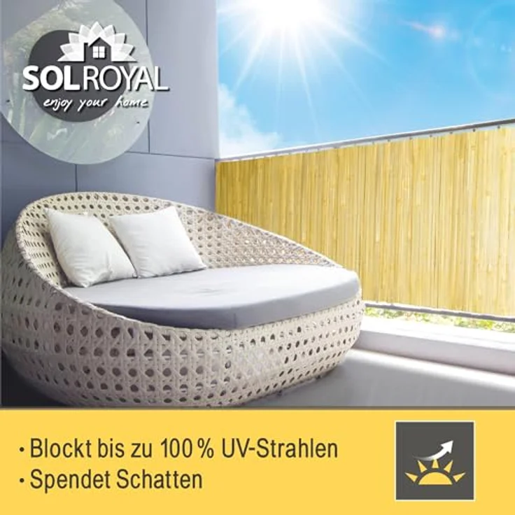 Sol Royal Hell Glänzender Split Bambus Sichtschutz 80x600 cm – Sichtschutz Bambus Zaun Bambusmatte Gartensichtschutz Balkon Sichtschutzzaun – Natursichtschutz Witterungsbeständig B33 – Bild 4