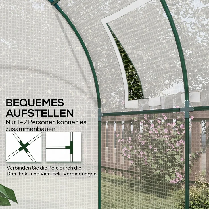 Outsunny Folientunnel, Stahl, Kunststoff, Weiß, 180L x 180B x 200H cm – Bild 7