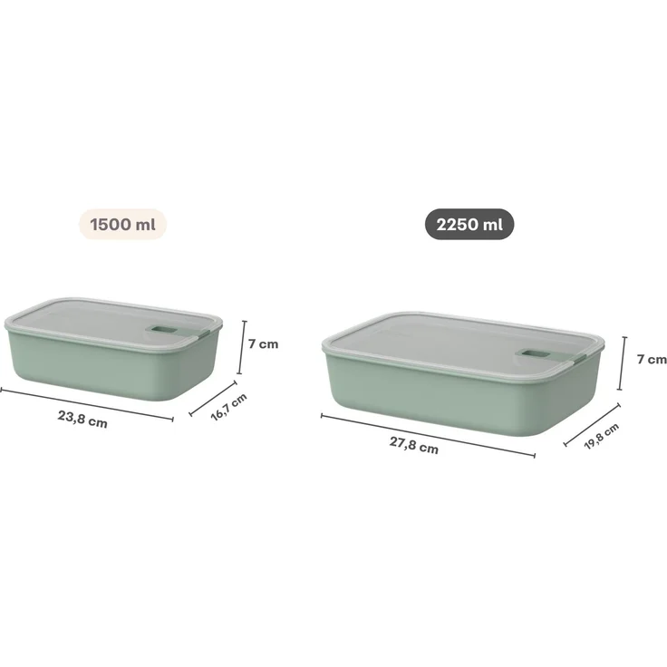 Mepal - Frischhaltdosen EasyClip - Schüssel mit Deckel und Schiebeverschluss - Geeignet für Mikrowelle, Dampfgarer, Kühl- und Gefrierschrank - Luftdicht und auslaufsicher - 2,25 l - Nordic sage – Bild 3