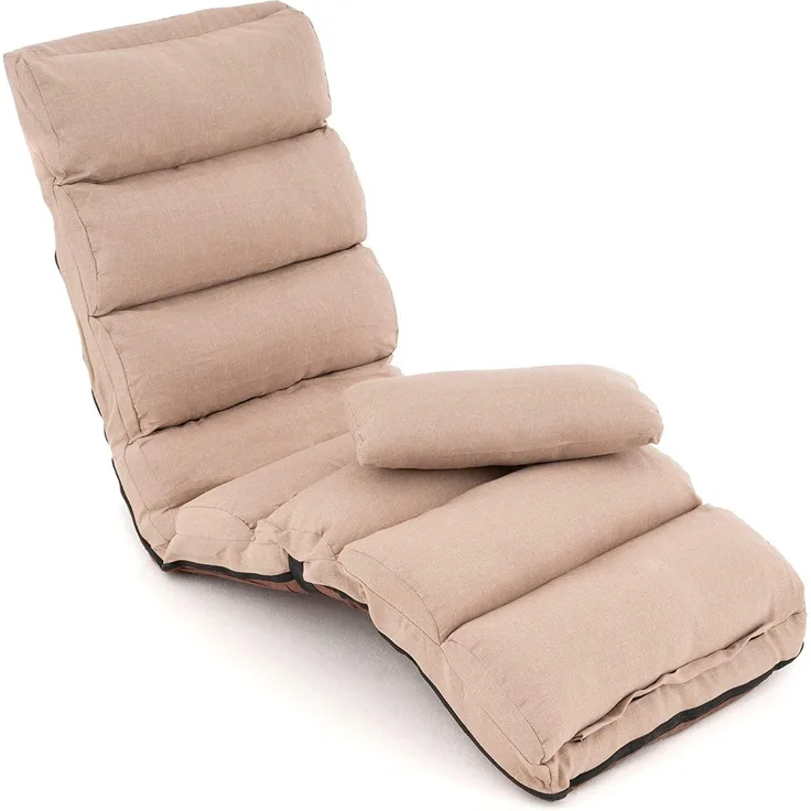 Bodenstuhl faltbar 175 x 65 x 15 Floor Chair Meditation Chair Bodensessel Bodenliege Faules Sofa Meditationsstuhl beige Gästebett Einzelsofa Klappbett Relaxsessel