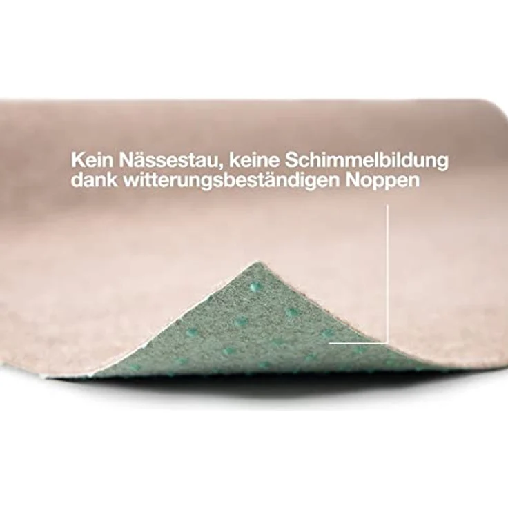 Floordirekt Rasenteppich Farbwunder Pro - Balkonteppich - Kunstrasen Teppich für Terrasse, Balkon und Freizeit - Erhältlich in 6 Farben (133x900 cm, Beige) – Bild 4