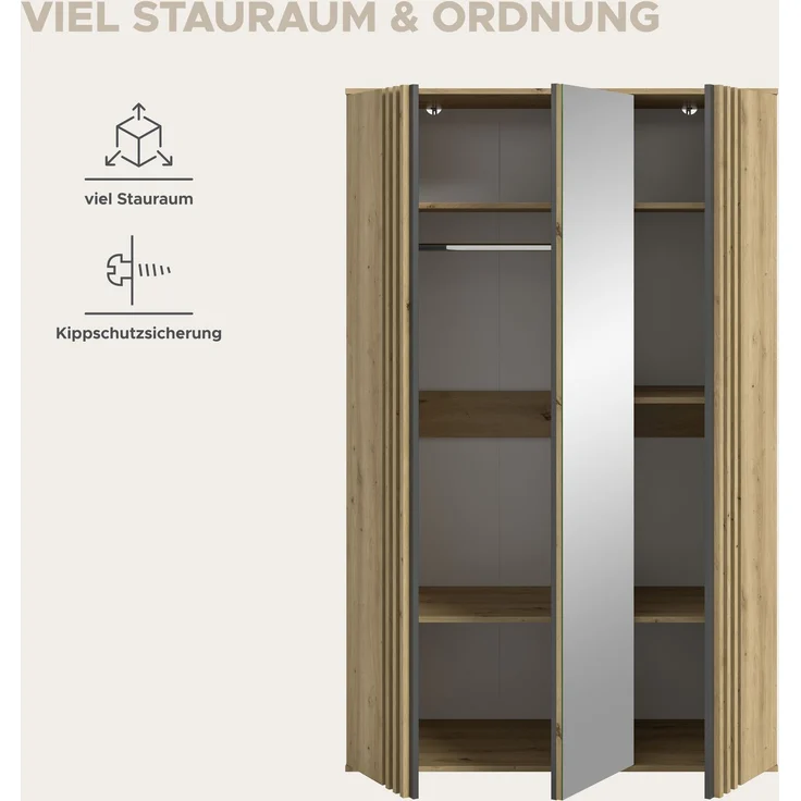 Tofta Kleiderschrank 3-türig in Artisan Eiche Nachbildung – Bild 8