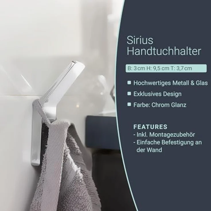 BadeDu SIRIUS Handtuchhaken Chrom – Bild 3
