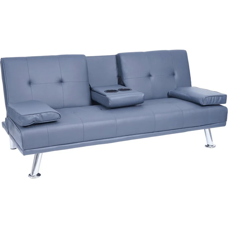 MCW 3Er-Sofa, Blau, Textil, 3-Sitzer mit verstellbarer Rückenlehne und klappbarem Tassenhalter, 166x77x81 cm