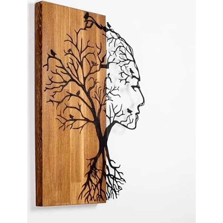 Wallity 'Woman Face' Dekoratives Wandaccessoire aus Holz, Walnuss / Schwarz, 58 x 43 cm – Bild 1